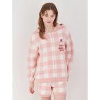 パジャマ ルームウェア エアリーモコギンガムチェック柄パーカ レディース