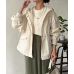 ブルゾン アウター リブラメフードモッズジャケット レディース
