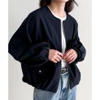 ショッピング2way ブルゾン アウター 2WAYノーカラー撥水サーブルクロスブルゾン レディース