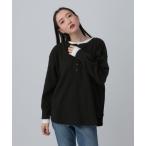 tシャツ ドッキングワッフルヘンリー　656725 レディース