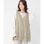 ベスト ジレ メッシュジャガードチュニックベスト レディース