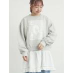 tシャツ 裏毛CAT柄パーツレース付スウェット レディース