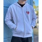 パーカー 「ユニセックス」ハート ワンポイント ジップパーカー メンズ レディース