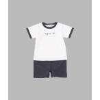 ベビー ベビー ロゴ 刺繍 コットン 半袖 コンビネゾン