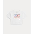 tシャツ フローラル フラッグ コットン ジャージー ボクシー Tシャツ キッズ 子供服 女の子