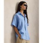 ブラウス シャツ オーバーサイズ フィット リネン ショートスリーブ シャツ レディース