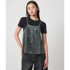 キャミソール 「CITEN」ベロアエンブロイダリーカットキャミソール