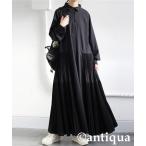 「antiqua」 シャツワンピース P ブラック レディース