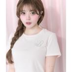tシャツ 「Belle Charme」Glitter Logo Crop Tee レディース