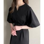 「junoah」 半袖ワンピース MEDIUM ブラック レディース
