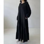 ワンピース ティアードスウェットマキシ丈ワンピース