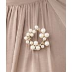 ブローチ パールの艶めきが清楚な雰囲気のラウンドモチーフブローチ レディース