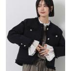 ショッピングフリンジ コート アウター マルゴークルーネックニットジャケット レディース