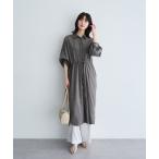 ショッピングミモレ丈 シャツワンピース 「UVカット」2way袖バルーンワンピース