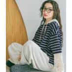 tシャツ パイルボーダーTシャツ レディース