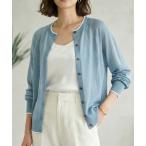 カーディガン シアーカーディガン サマーニット バイカラー クルーネック シアーニット 透けニット 冷房対策 レディース