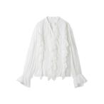 ブラウス シャツ フレアスリーブスキッパーラッフルブラウス レディース