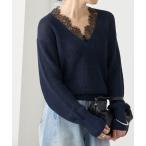 ニット セーター 「トレンド感抜群」ペーパーヤーンレース衿ニット レディース