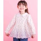 ブラウス シャツ ストライプ＆花柄裾刺しゅうフレアブラウス(90~130cm) キッズ 子供服 男の子 女の子