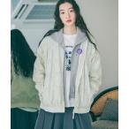 ショッピングラベンダー ブルゾン アウター ナイロン刺繍レースブルゾン レディース