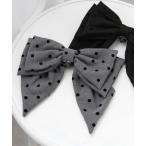 オリジナルハートチャーム付きビッグリボンドットバレッタ