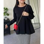 tシャツ 裾ドッキングフレアトップス レディース