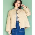 コート アウター ノーカラーショートジャケット「撥水・花粉が落ちやすい」 レディース