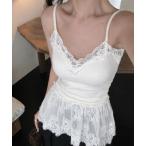 キャミソール 「レイヤードに、きゅんとするレース。」カップ付レースレイヤードキャミ