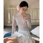 tシャツ 「春コーデ」シアー小花柄ハイネックインナー／長袖トップス レディース