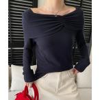 tシャツ ギャザーネックオフショル風トップス レディース