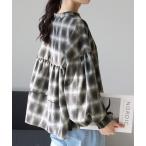 ショッピングVita ブラウス シャツ シアーチェックバックフリルブラウス レディース