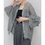 ショッピングVita ブラウス シャツ シアーギンガムフリルブラウス レディース