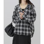 ショッピングVita ブラウス シャツ 先染めプリントシアーフードシャツ レディース