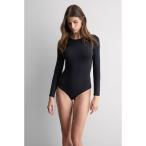 インナーシャツ 肌着 エッセンシャルモダール オープンバック ロングスリーブ ボディスーツ レディース