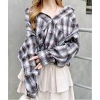 ブラウス シャツ 2Wayオフショルチェック柄シャツ レディース