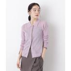 ショッピングラベンダー カーディガン バイカラーシアーリブ衿付きカーディガン レディース