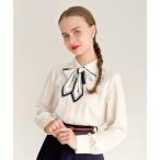 ブラウス シャツ ロゴスカーフリボン付きシャツ レディース