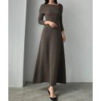 「Louere」 長袖ワンピース MEDIUM チャコール レディース