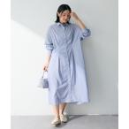 ワンピース イージーケア抜け衿ウエストタックシャツワンピース