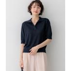 ニット セーター ピュアリネン スキッパー ポロニット レディース