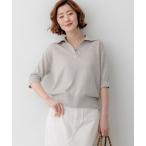 ニット セーター ピュアリネン スキッパー ポロニット レディース