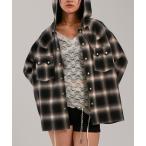 ショッピングウエスタン ブラウス シャツ 「UNISEX」Sourcreamウエスタンオンブレチェックフードシャツ レディース メンズ