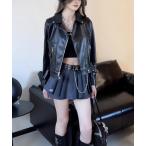 レザージャケット ライダース ショート丈ジップライダースジャケット レディース