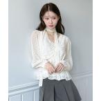 ブラウス シャツ 「タイスカーフ付き」ドットシャーリングタイブラウス/2026 SS COLLECTION レディース