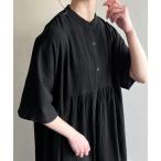 「junoah」 半袖ワンピース MEDIUM ブラック レディース