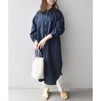 「SHIPS any」 長袖ワンピース ONE SIZE ネイビー レディース