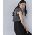 「NATURAL BEAUTY BASIC」 半袖ブラウス MEDIUM チャコールグレー レディース
