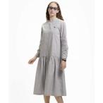 シャツワンピース バンドカラーロングシャツドレス / ストライプシャツワンピース