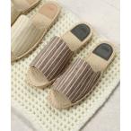 「抗菌防臭/接触冷感」ストライプエスパドリーユ風スリッパ