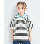 tシャツ 「リンクコーデ」「さらっとワッフル」ユニセックス ボーダー ポロ半袖Tシャツ キッズ 子供服 男の子 女の子